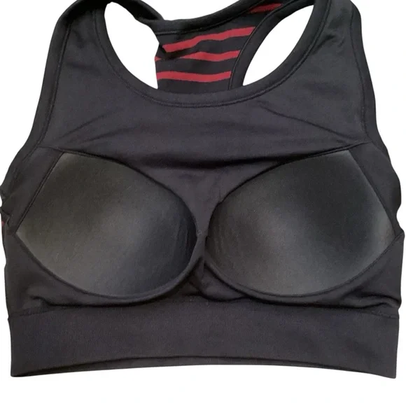 Zyia Active Black & Maroon Striped Monique Sports Bra - Large - Picture 6 of 8